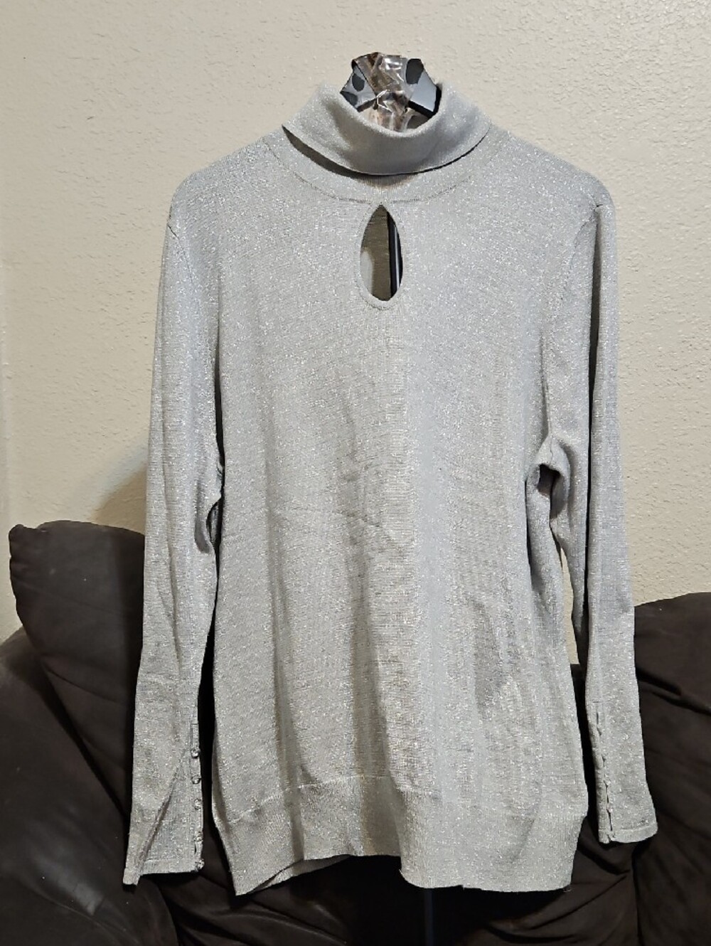 Lane Bryant Shimmery Silver Turtleneck Sweater